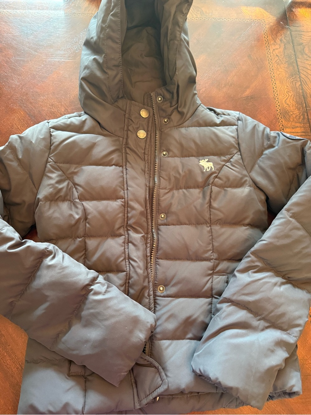 Abercrombie & Fitch Kids Dark gray Hooded Puffer Jacket size medium